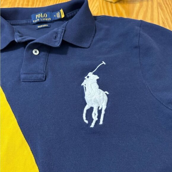 Polo Ralph Lauren Short Sleeve Rugby Classic Shirt Youth M Yellow Diagonal Polo - Picture 2 of 7